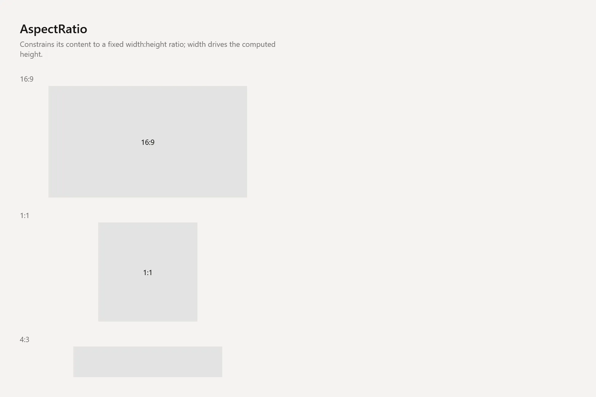 AspectRatio Gallery page in the light theme