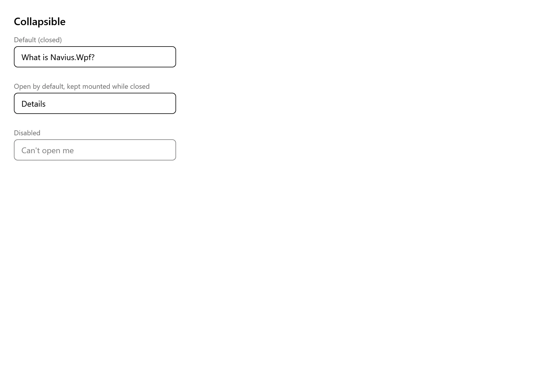 Collapsible Gallery page in the high contrast theme