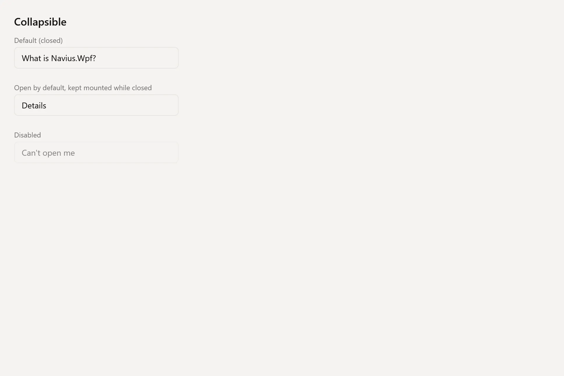 Collapsible Gallery page in the light theme