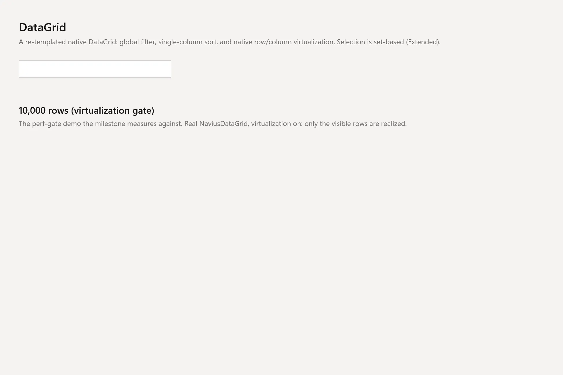 DataGrid Gallery page in the light theme