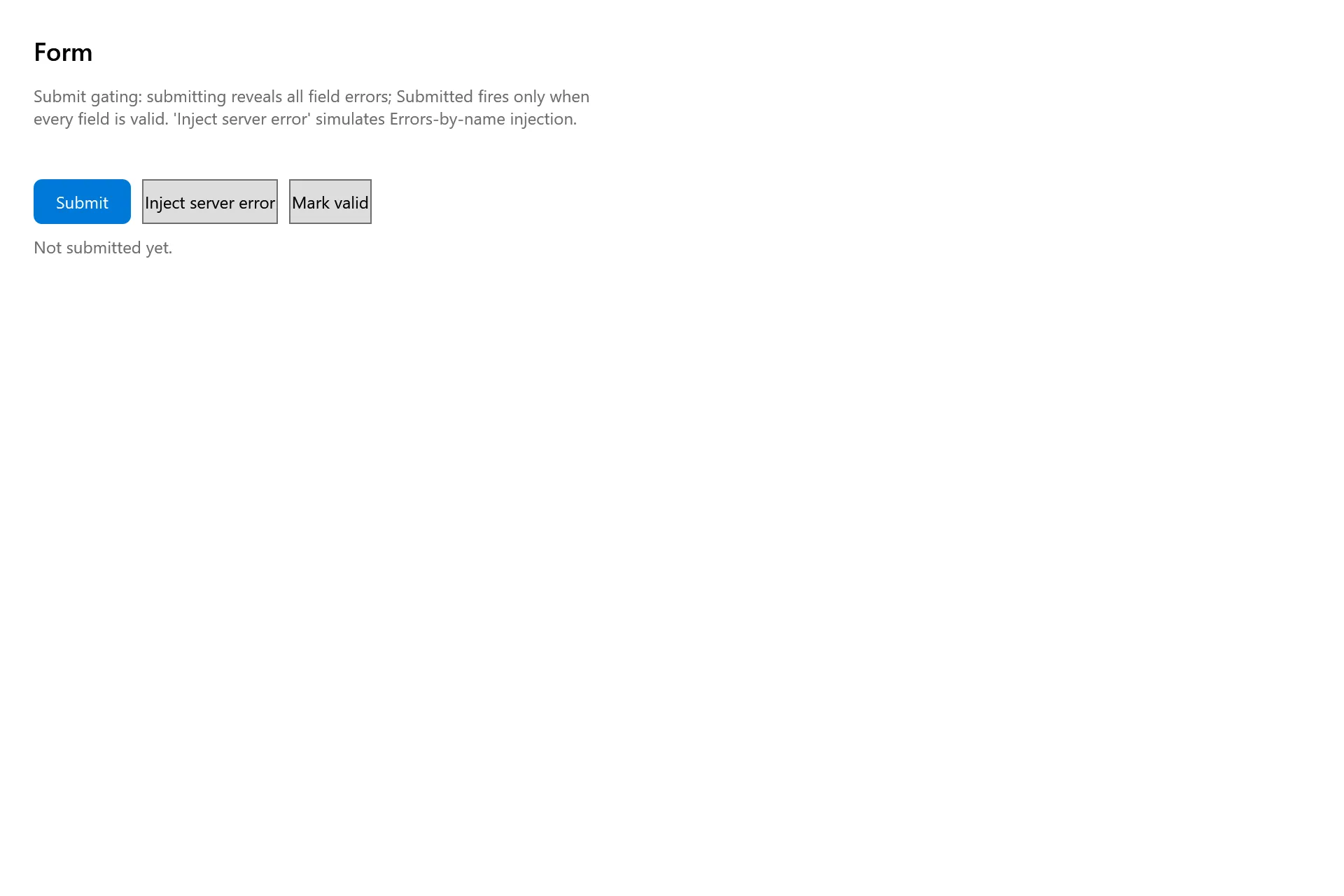 Form Gallery page in the high contrast theme