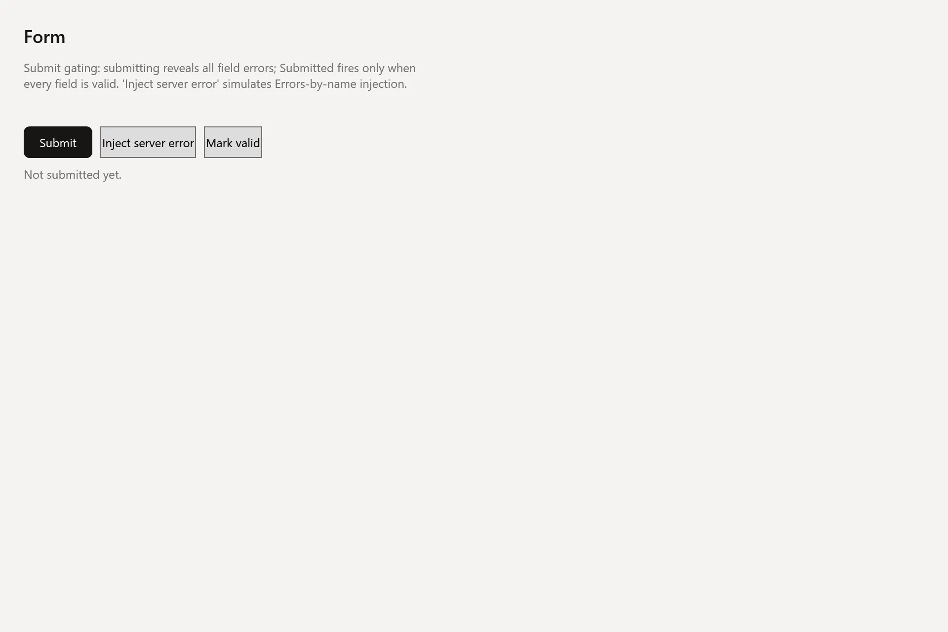Form Gallery page in the light theme