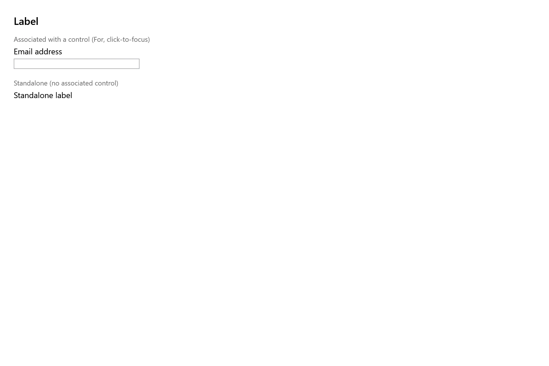 Label Gallery page in the high contrast theme
