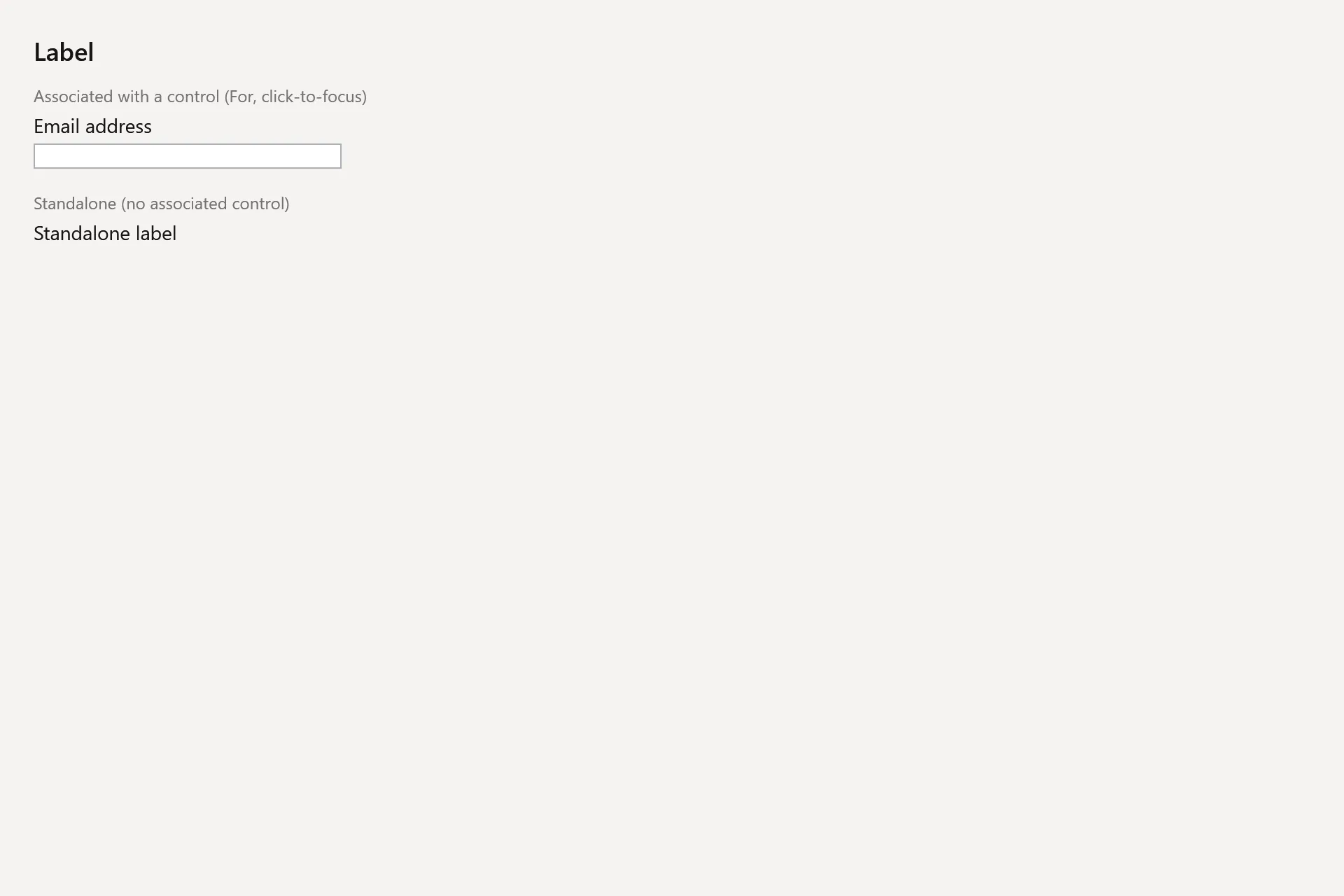 Label Gallery page in the light theme