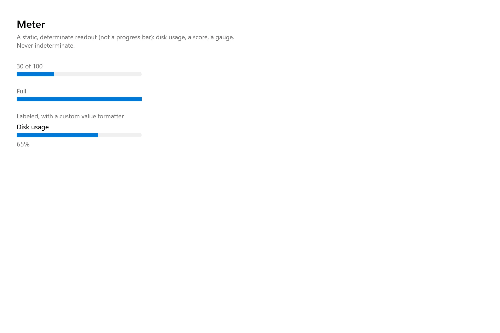 Meter Gallery page in the high contrast theme