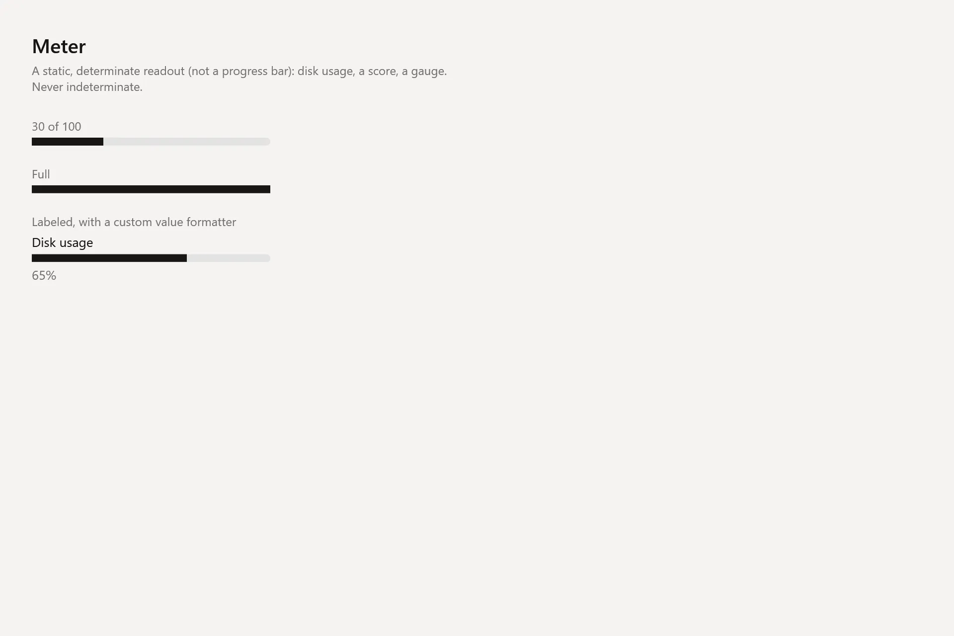 Meter Gallery page in the light theme