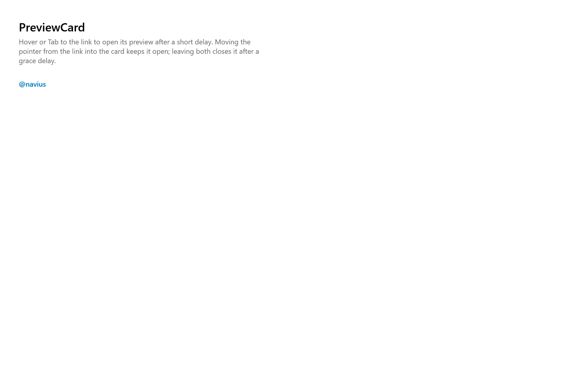 PreviewCard Gallery page in the high contrast theme