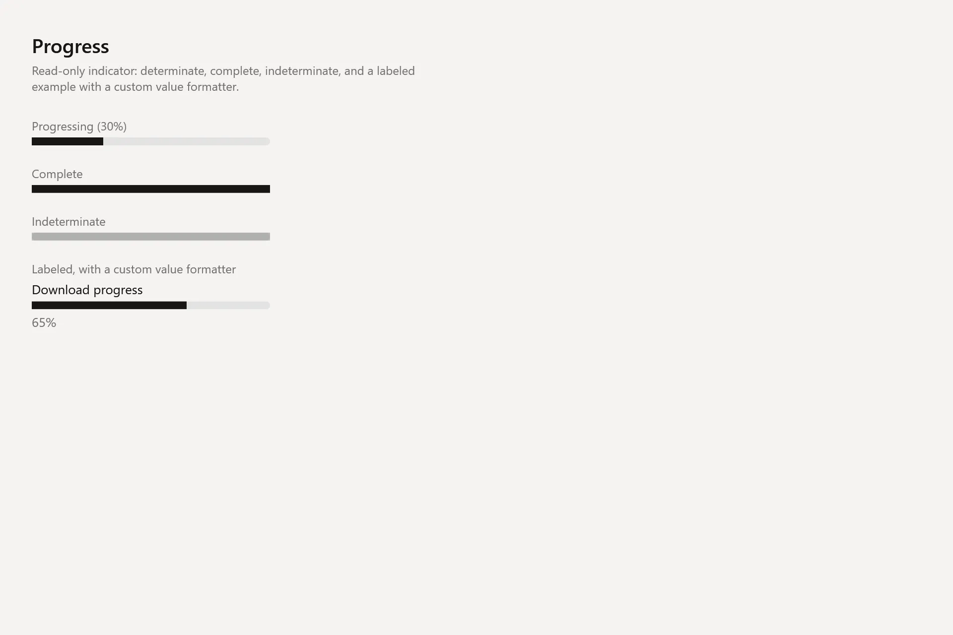 Progress Gallery page in the light theme