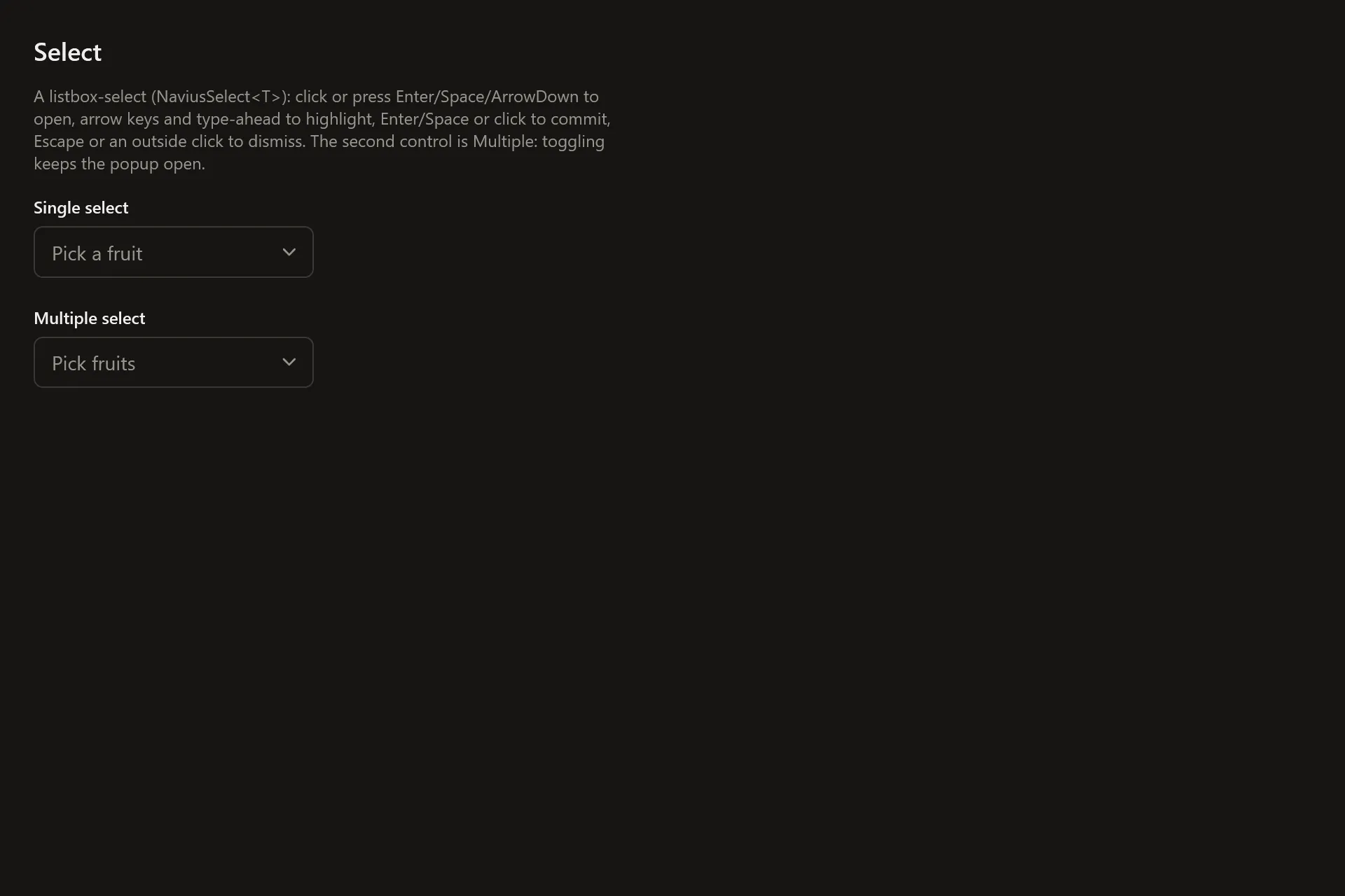 Select Gallery page in the dark theme