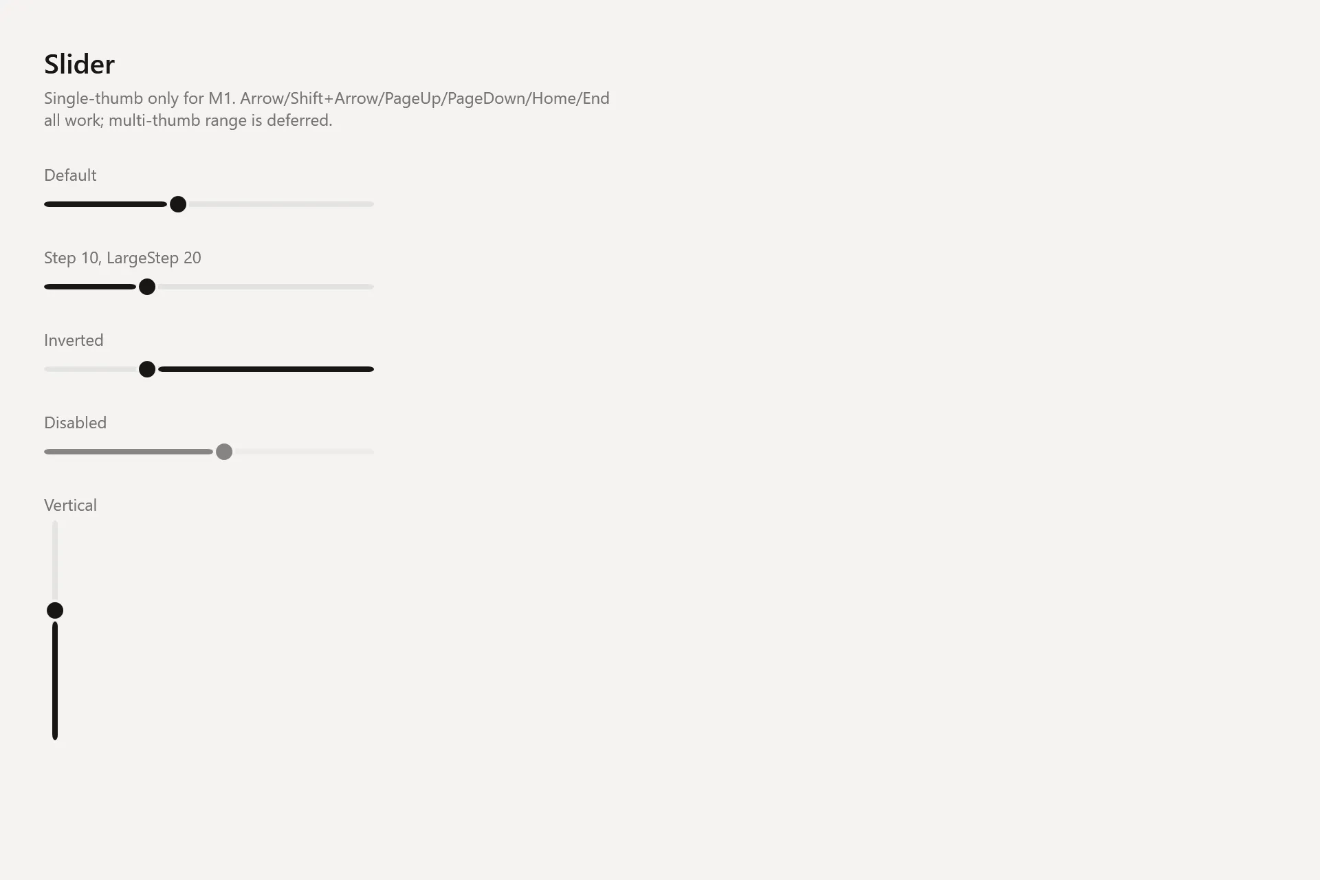 Slider Gallery page in the light theme