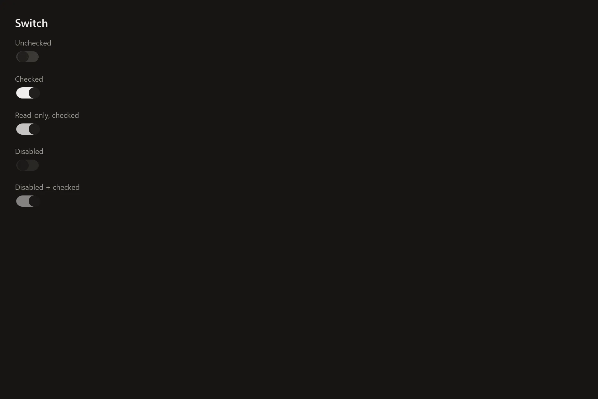 Switch Gallery page in the dark theme